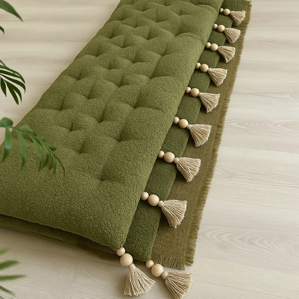 تصویر کاور مبل و تشک طبی نشیمن مبل جنس تدی منگوله دار مناسب برای هر تعداد مبل - طوسی روشن / نشیمن مبل تک نفره Cover mobl