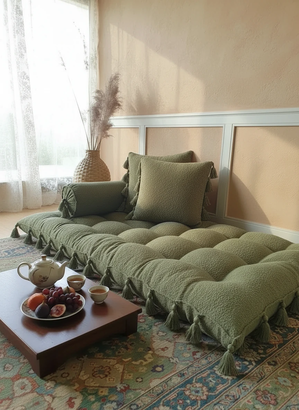 تشکچه زمینی منگوله دار پارچه ببعی ایده گالری3