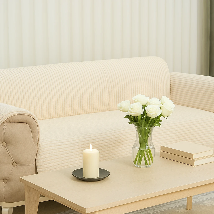 کاور مبل مخمل راه راه سورمه ای ایده گالری3